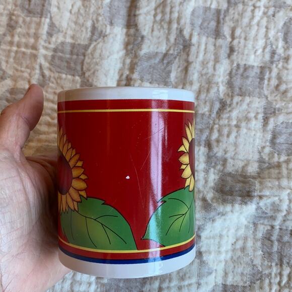 Sunflower on Bright Red Coffee Mug by EHI - Picture 3 of 6